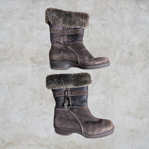 Blondo Women's Masym Real Leather Shearling Winter Rain Boots Brown 7.5 Western